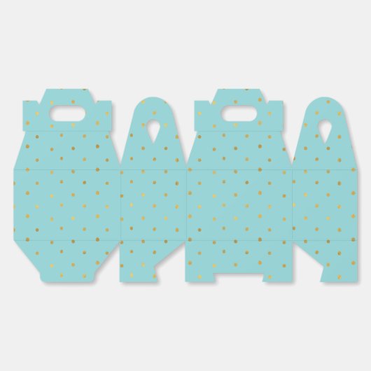 Gouden Confetti Stippen Aqua Mint Bedankdoosjes (Ongevouwen)