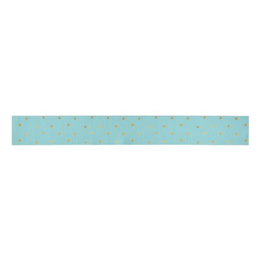 Gouden Confetti Stippen Aqua Mint Grosgrain Lint (Voorkant)