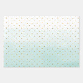 Gouden Confetti Stippen Aqua Mint Inpakpapier Vel (Voorkant)
