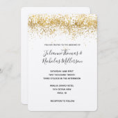 Gouden Confetti Stippen bruiloft uitnodigt Kaart (Voorkant / Achterkant)