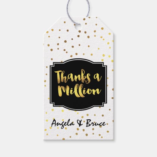 Gouden Confetti Stippen Custom Bedankt Cadeaulabel (Voorkant)