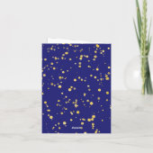 Gouden confetti stippen donkerblauw  bedankkaart (Achterkant)