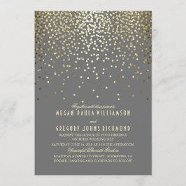 Gouden Confetti Stippen Elegant en Vintage bruilof Kaart