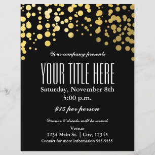 Gouden confetti stippen Elegante glamour evenement Flyer