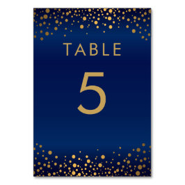 Gouden Confetti Stippen en Navy Blue - Tafel Kaart