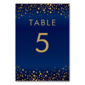 Gouden Confetti Stippen en Navy Blue - Tafel Kaart (Achterkant)