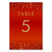 Gouden Confetti Stippen en Rood - Tafel Kaart (Voorkant)