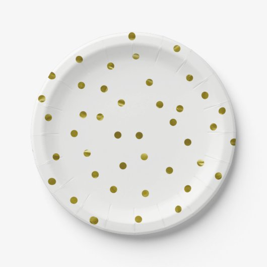 Gouden Confetti Stippen Faux Folie Modern Chic Een Papieren Bordje (Voorkant)