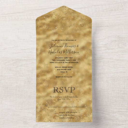 Gouden Confetti Stippen in één keer All In One Uitnodiging (Binnen)