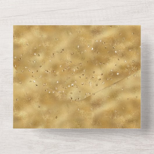 Gouden Confetti Stippen in één keer All In One Uitnodiging (Achterkant)