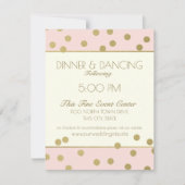 Gouden Confetti Stippen Ivoor en Roze Receptie Kaart (Voorkant)