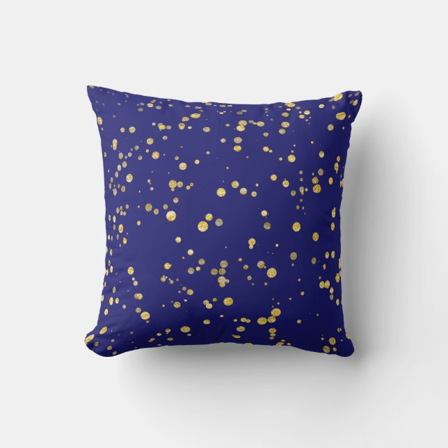 Gouden confetti stippen Middenblauw  Kussen (Voorkant)