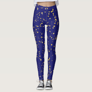 Gouden confetti stippen Middenblauw Leggings