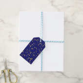 Gouden confetti stippen Middennachtblauw Cadeaulabel (Met Touw)