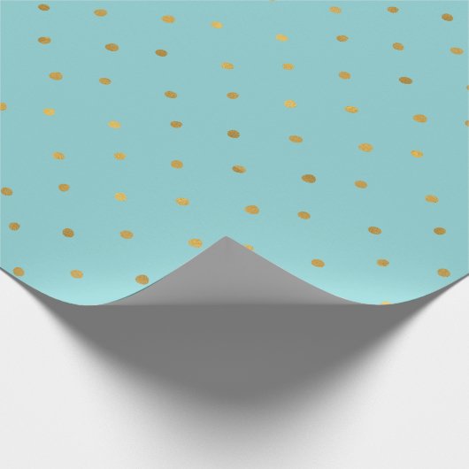 Gouden Confetti Stippen Mint Cadeaupapier (Hoek)