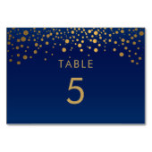 Gouden Confetti Stippen & Navy Blue 2 - Tafel Kaar Kaart (Achterkant)