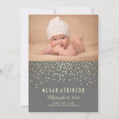 Gouden Confetti Stippen Pasgeboren Baby Foto Geboo Aankondiging (Voorkant)