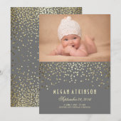 Gouden Confetti Stippen Pasgeboren Baby Foto Geboo Aankondiging (Voorkant / Achterkant)
