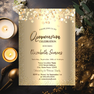 Gouden confetti stippen prinses goud Quinceañera Kaart