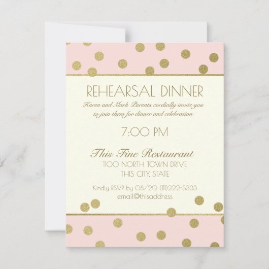 Gouden Confetti Stippen repetitie diner Kaart (Voorkant)