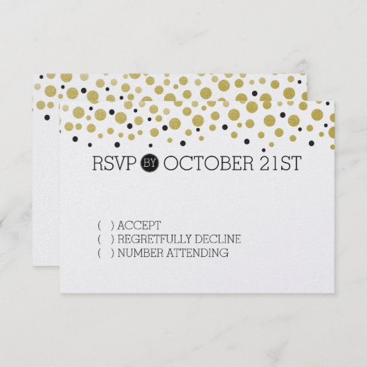 Gouden Confetti Stippen RSVP (Voorkant / Achterkant)