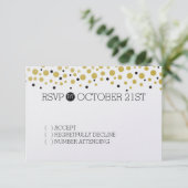 Gouden Confetti Stippen RSVP Kaartje (Staand voorkant)