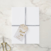 Gouden Confetti Stippen | Script Bedankt Cadeaulabel (Met Touw)