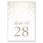 Gouden Confetti Stippen Witte Trouwtafel Nummer Kaart (Achterkant)