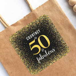 Gouden confetti stippen zwart 50 fabelachtig scrip vierkante sticker