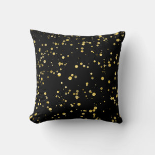 Gouden confetti-stippen Zwart Kussen