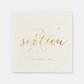 Gouden Confetti Sweet Sixteen 16th Birthday Ecru Servet (Voorkant)