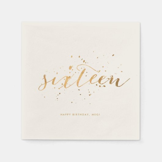 Gouden Confetti Sweet Sixteen 16th Birthday Ecru Servet (Voorkant)