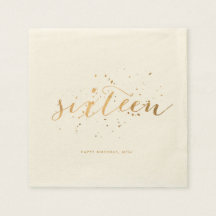 Gouden Confetti Sweet Sixteen 16th Birthday Ecru
