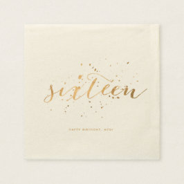 Gouden Confetti Sweet Sixteen 16th Birthday Ecru Servet