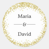 Gouden confetti, trouwstickers. ronde sticker (Voorkant)