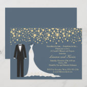 Gouden confetti, Tuxedo & Gown Trouwdouche Kaart (Voorkant / Achterkant)