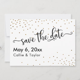 Gouden Confetti Typografie Save the Date