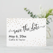Gouden Confetti Typografie Save the Date (Staand voorkant)