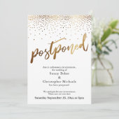 Gouden Confetti Uitgestelde Huwelijksaankondiging  Kaart (Staand voorkant)