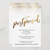 Gouden Confetti Uitgestelde Huwelijksaankondiging  Kaart (Voorkant / Achterkant)