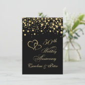 Gouden confetti uitnodiging 50ste huwelijksverjaar (Staand voorkant)