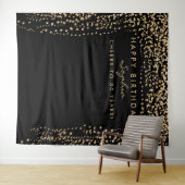 Gouden Confetti Verjaardag Achtergrond Elke Leefti Wandkleed (In Situ (horizontaal))