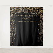 Gouden Confetti Verjaardag Achtergrond Elke Leefti Wandkleed (Voorkant)