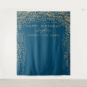 Gouden Confetti Verjaardagsachtergrond Elke Leefti Wandkleed (Voorkant)