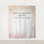 Gouden Confetti Verjaardagsachtergrond Elke Leefti Wandkleed (Voorkant)