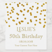 Gouden Confetti Verjaardagsfeestje Wijnlabel Wijn Etiket (Enkel label)