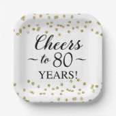 Gouden Confetti voor 80 jaar Papieren Bordje (Voorkant)