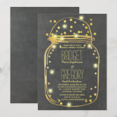 Gouden Confetti vuurvliegjes Mason Jar repetitie d Kaart (Voorkant / Achterkant)