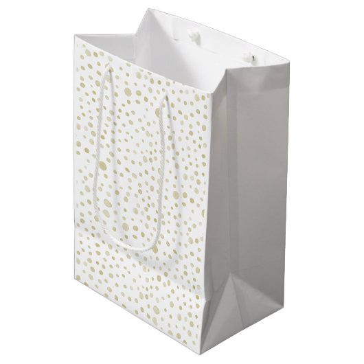 Gouden Confetti Waterverf Stippen Gift Bag Medium Cadeauzakje (Voorkant Gekanteld)