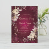 Gouden Confetti wijnglas Blush Rozen Pensioen Kaart (Staand voorkant)